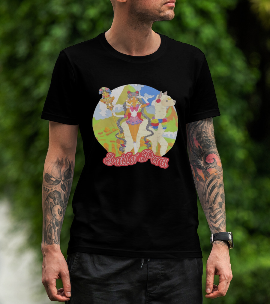 Sailor Moon Sailor Peru Anime Crossover With Llama And Traditional Peruvian T-Shirt