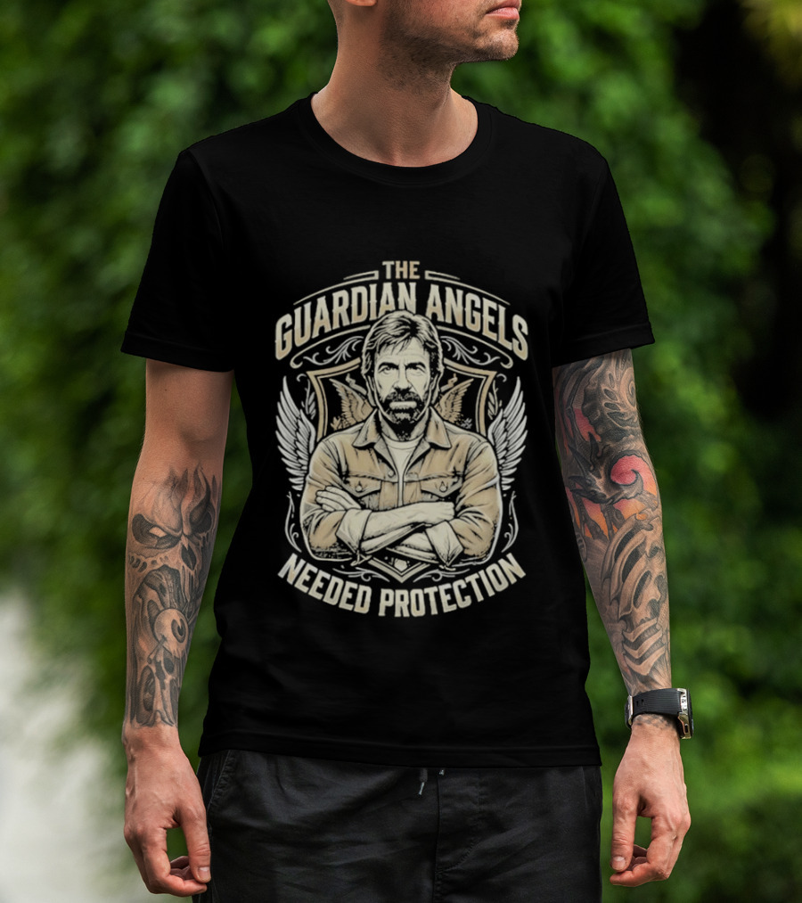 The Guardian Angels Needed Protection Rip Chuck Norris T-Shirt