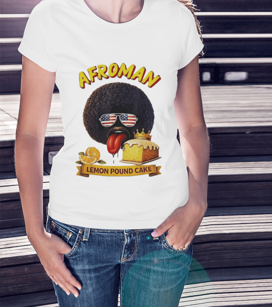 Afroman Lemon Pound Cake Sunglasses Tongue Crown Lemons T-Shirt
