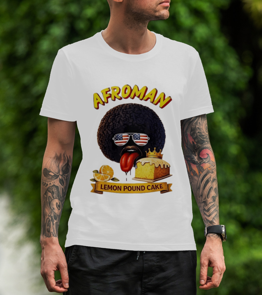 Afroman Lemon Pound Cake Sunglasses Tongue Crown Lemons T-Shirt