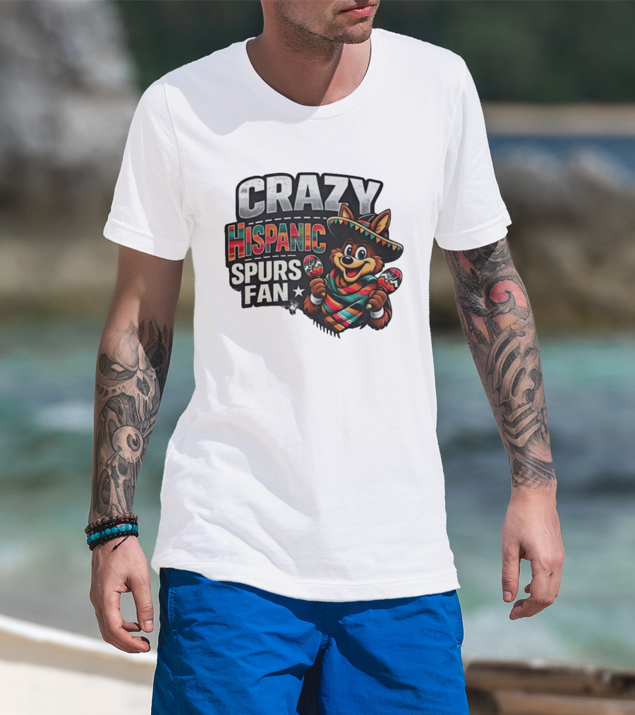 Crazy Hispanic Spurs Fan Sombrero And Maracas T-Shirt
