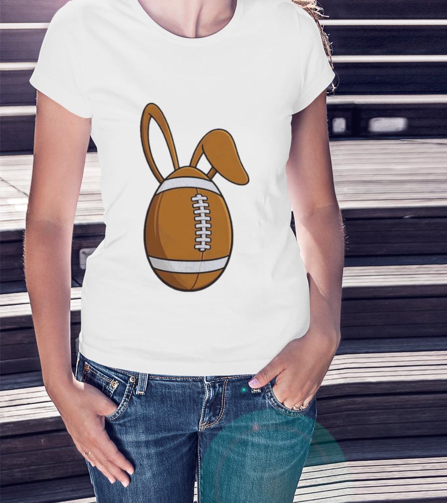 Easter Bunny Ears Football Egg Happy Easter T-Shirt