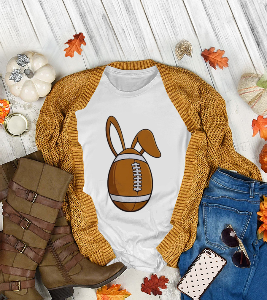 Easter Bunny Ears Football Egg Happy Easter T-Shirt