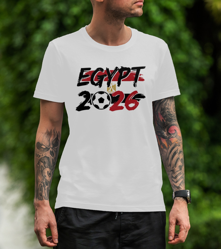 Egypt 2026 World Cup Soccer Emblem And Flag T-Shirt