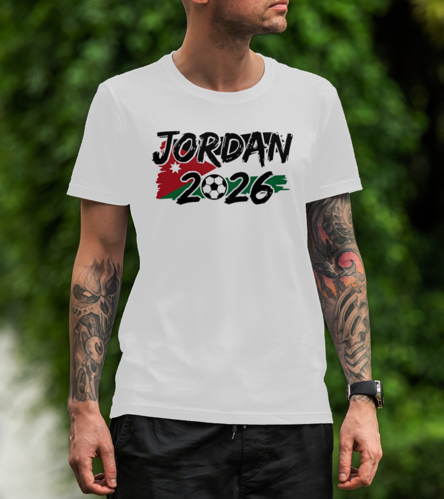 Jordan 2026 World Cup Soccer Team Flag Map Football T-Shirt