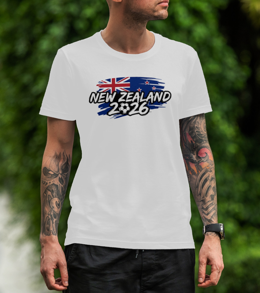 New Zealand 2026 National Team Flag And Soccer Ball T-Shirt