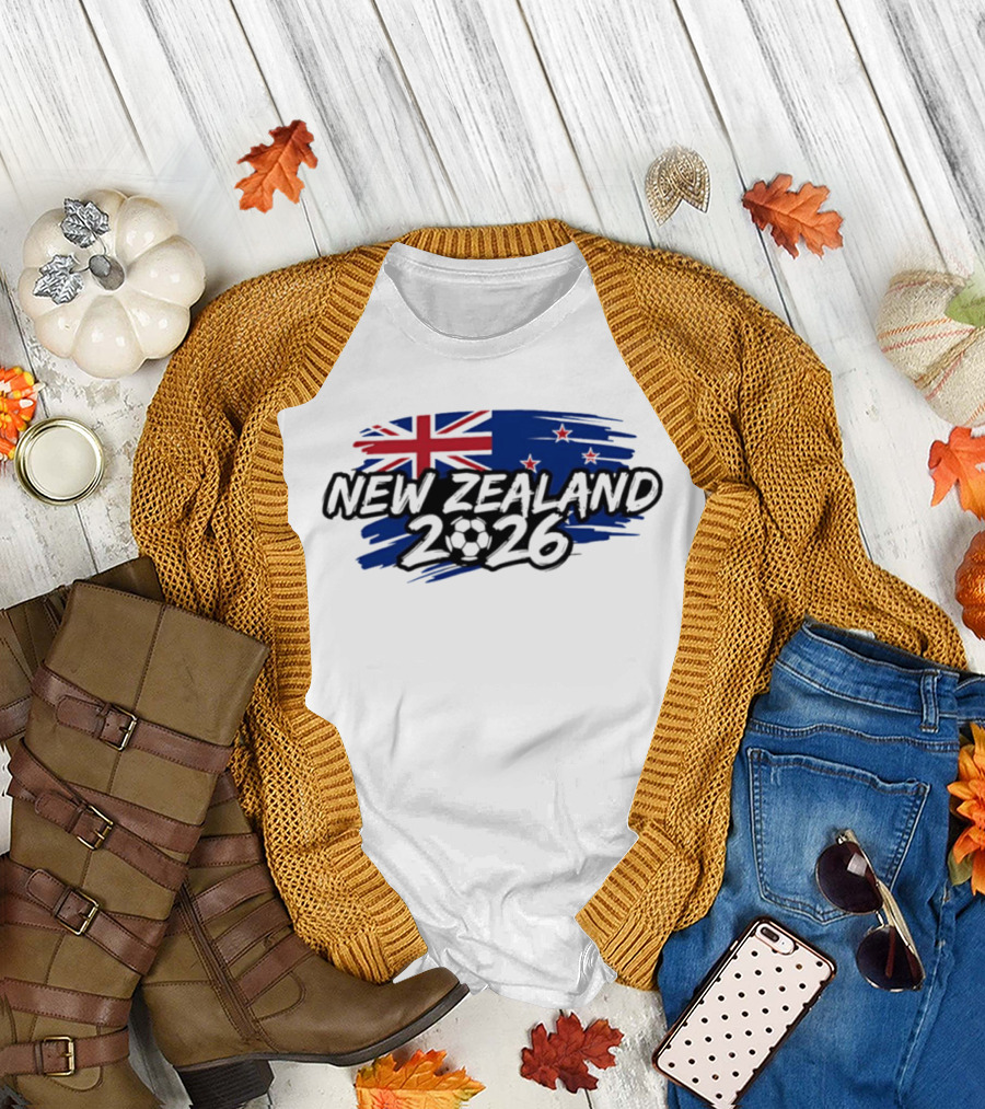 New Zealand 2026 National Team Flag and Soccer Ball T-Shirt