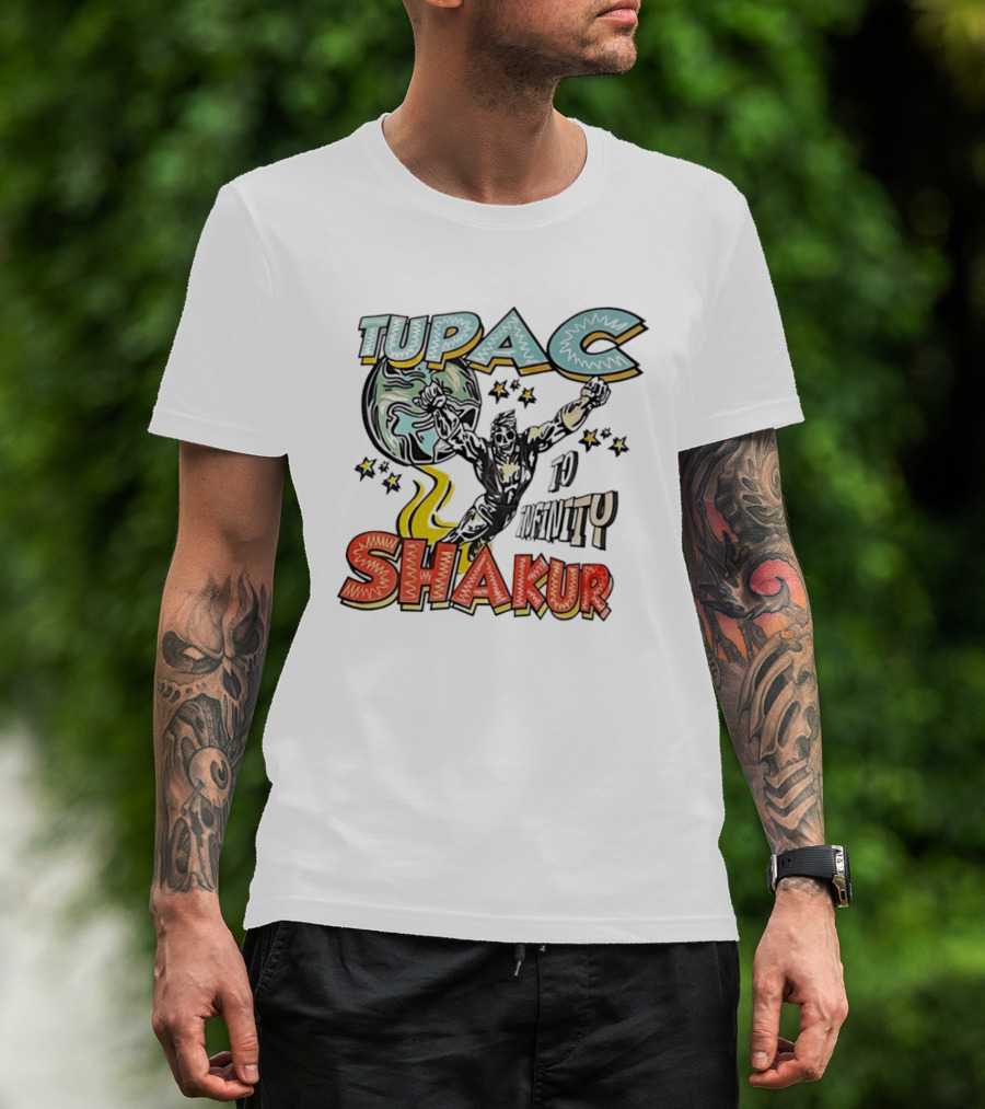 Tupac Shakur To Infinity Comic Style Superhero Image T-Shirt