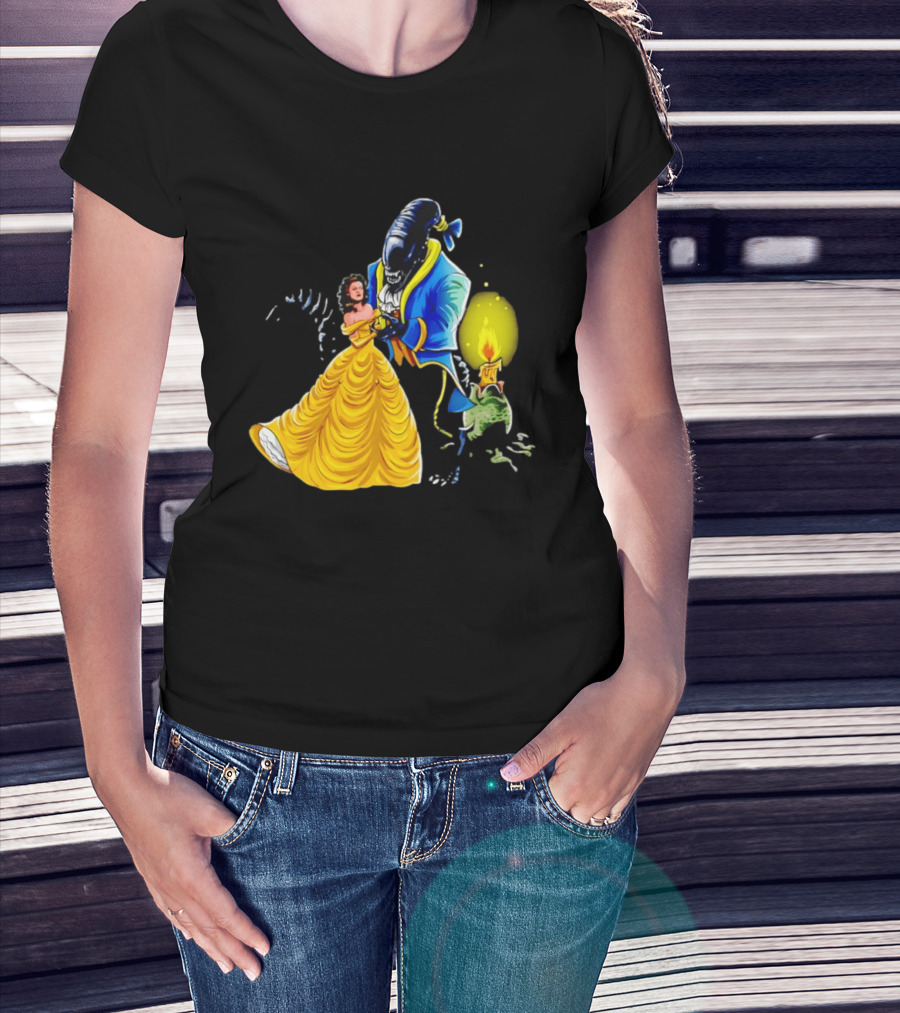 Belle Beauty And The Xenomorph Alien Monster Dance Candelabra T-Shirt
