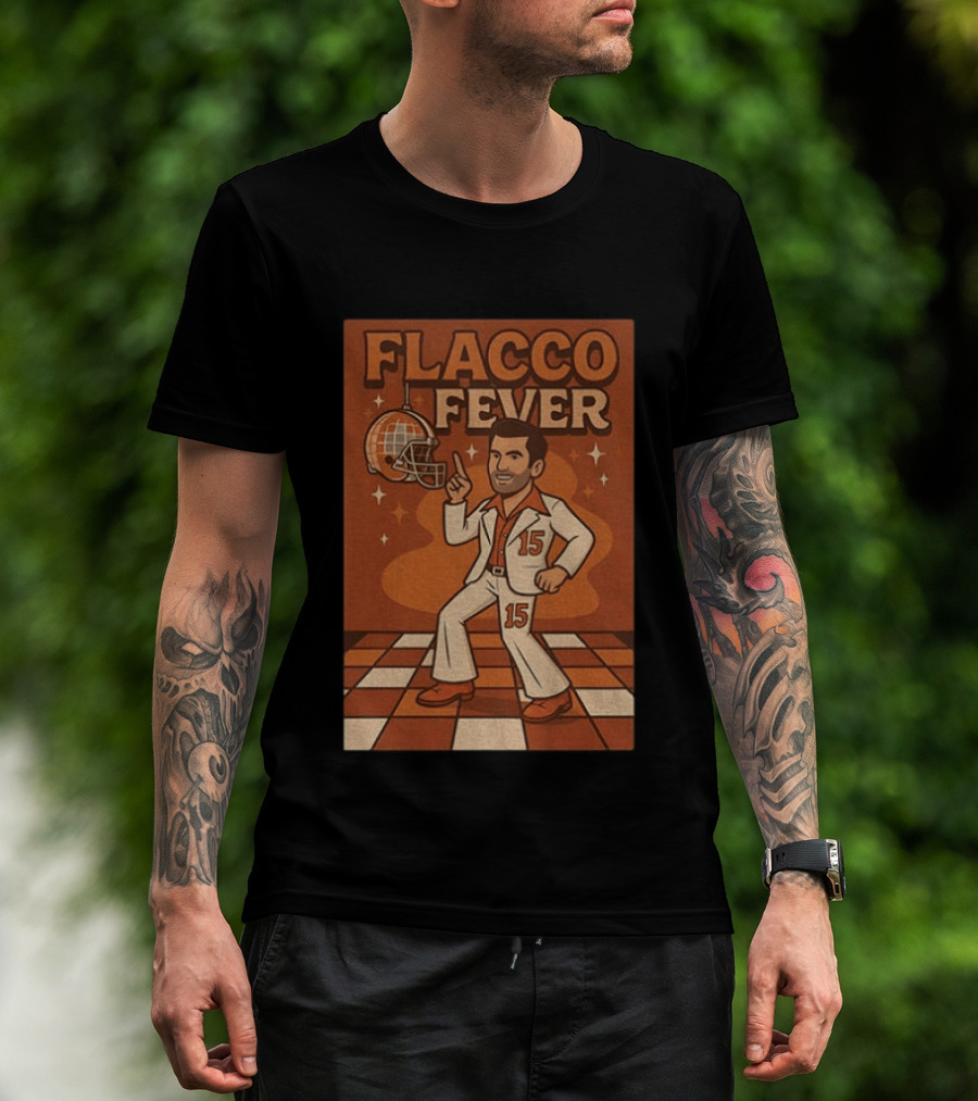 Flacco Fever Cleveland Browns 15 Football Retro Disco T-Shirt