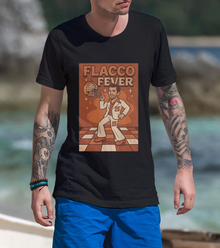 Flacco Fever Cleveland Browns 15 Football Retro Disco T-Shirt