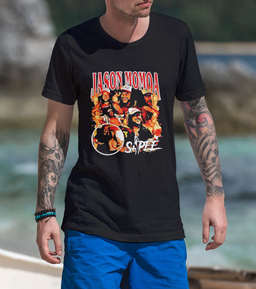 Jason Momoa Sapee Blazing Fire Faces T-Shirt