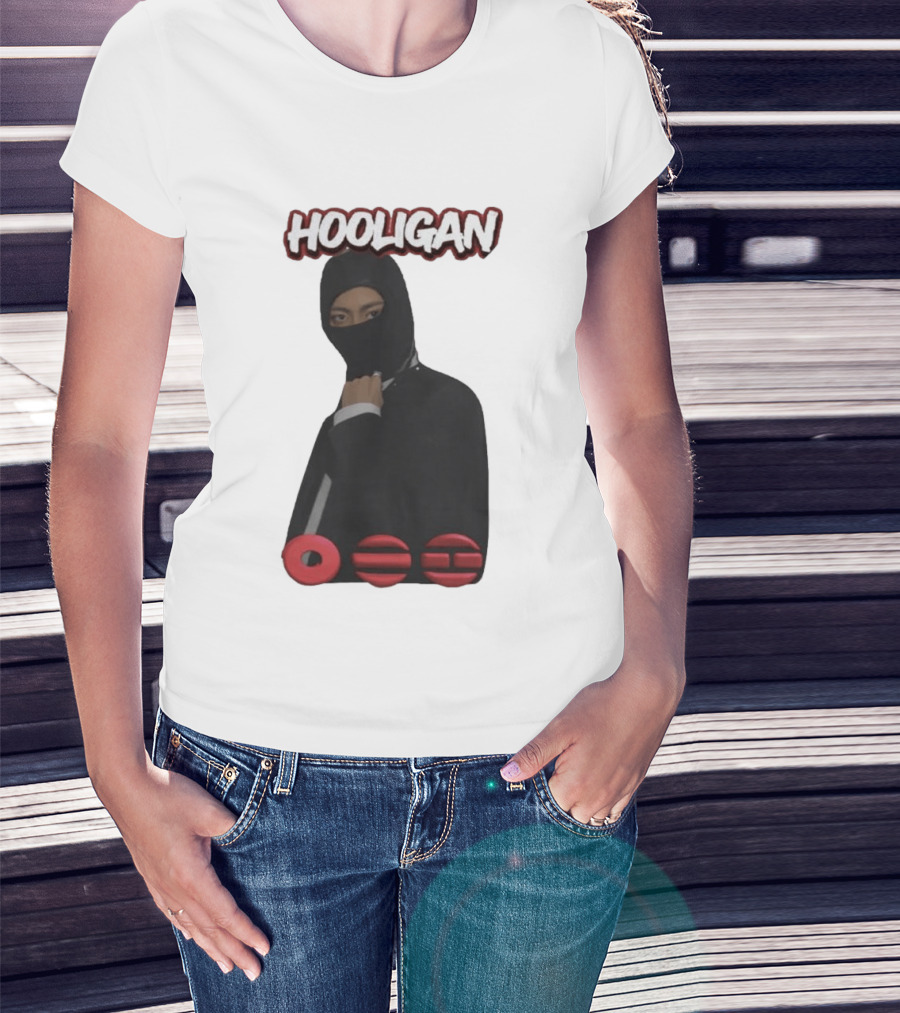 Hooligan Masked Style With BTS Concert Red Accents T-Shirt