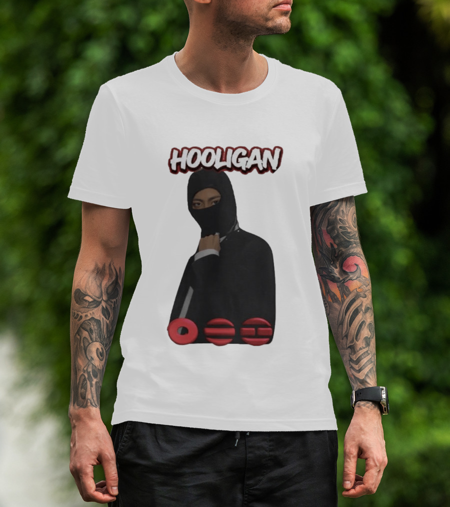 Hooligan Masked Style With BTS Concert Red Accents T-Shirt