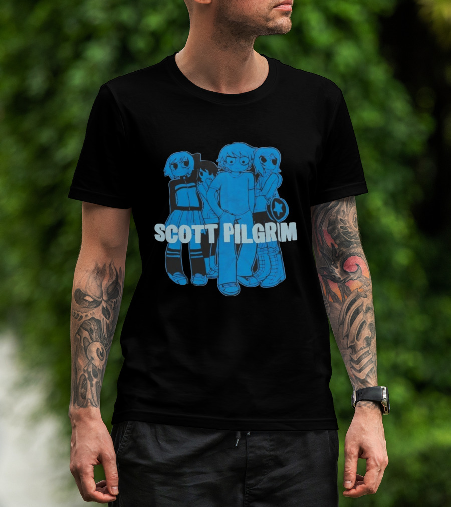 Scott Pilgrim Characters Group Blue T-Shirt