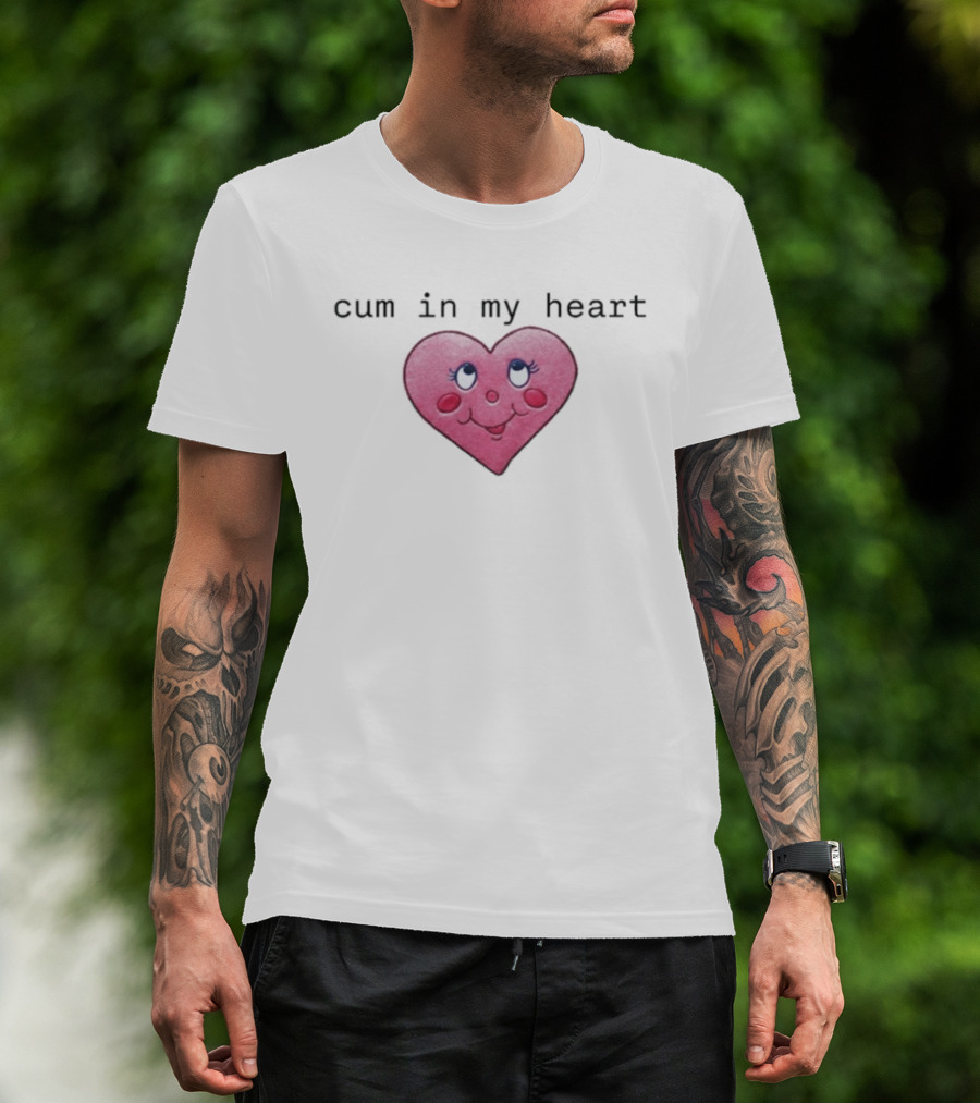 Cum In My Heart Pink Cartoon Style Cute Face T-Shirt