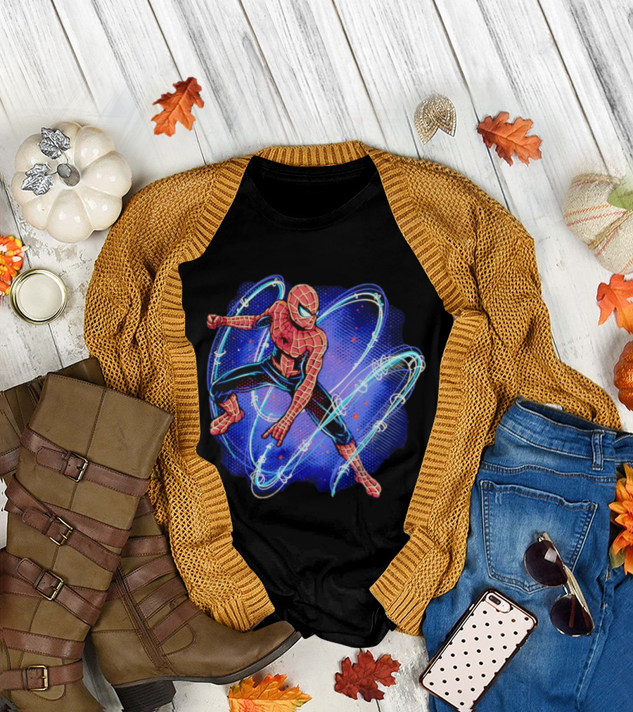 Spider Man Marvel Hero with Magnetic Field Lines and Maximum Spider Senses T-Shirt