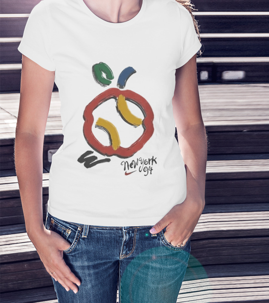 New York 94 Apple With Nike Swoosh And Abstract T-Shirt
