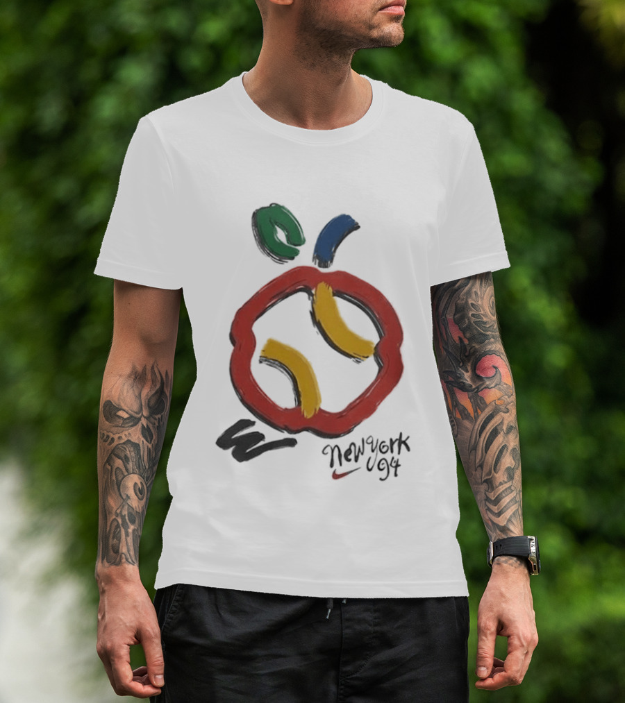 New York 94 Apple With Nike Swoosh And Abstract T-Shirt