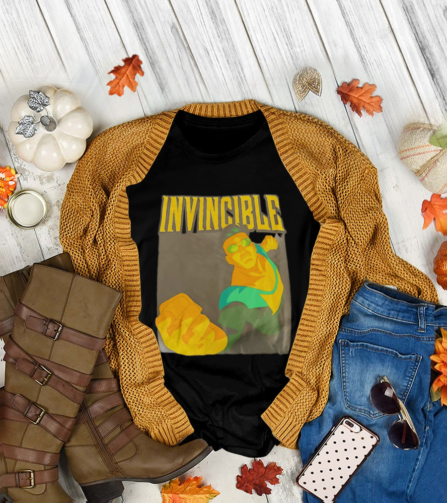 Invincible Superhero Bold Fist Action Pose T-Shirt