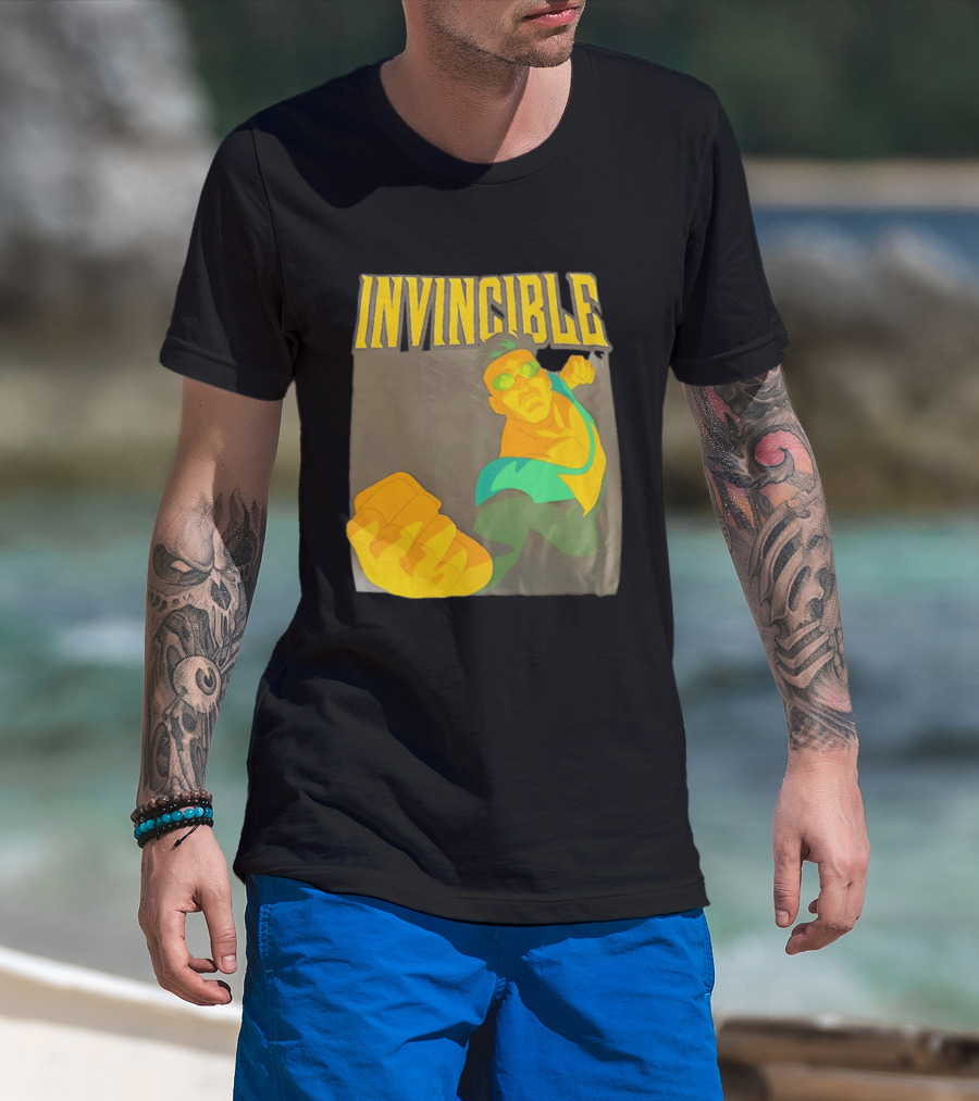 Invincible Superhero Bold Fist Action Pose T-Shirt