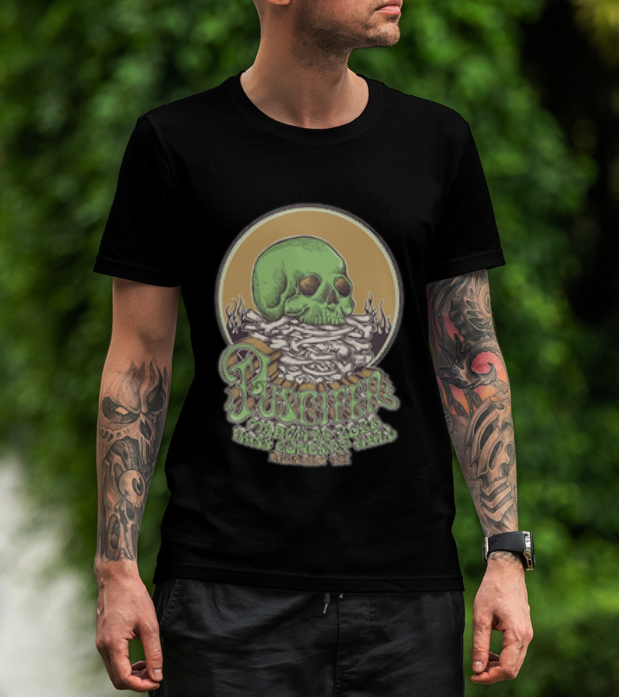 Puscifer March 24 2026 Austin TX Concert With Green Skull T-Shirt