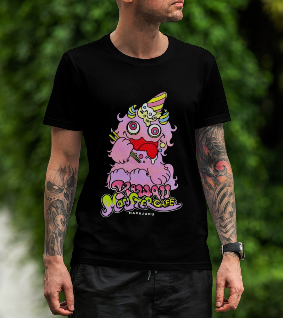 Kawaii Monster Cafe Harajuku Pink Fluffy Creature Fun T-Shirt