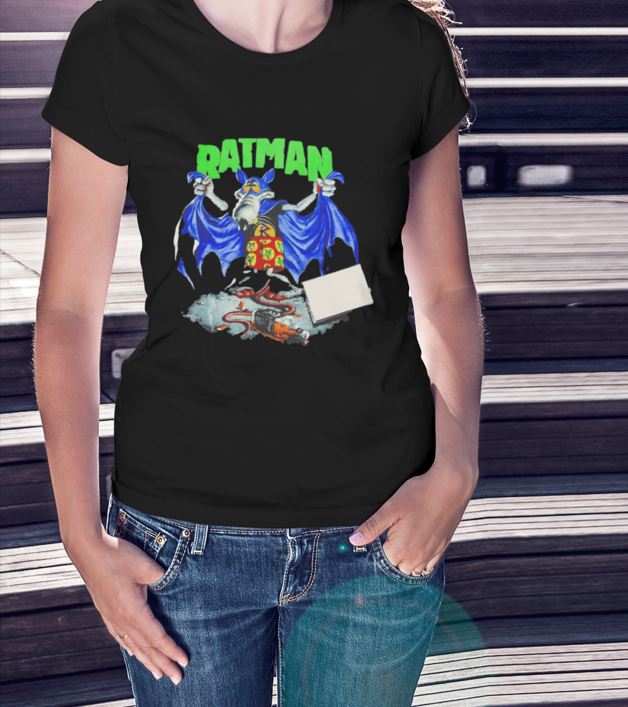 Ratman Comic Parody Superhero Character With Cape And Rats T-Shirt