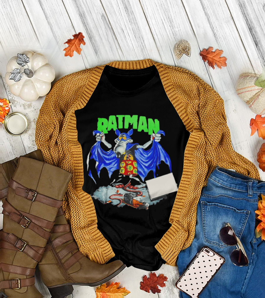 Ratman Comic Parody Superhero Character with Cape and Rats T-Shirt