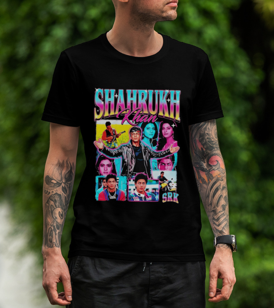 SHAHRUKH KHAN SRK Kajol Juhi Chawla Guitar Motorcycle T-Shirt