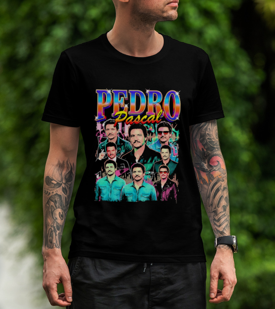 Pedro Pascal Multicolored Collage Actor T-Shirt