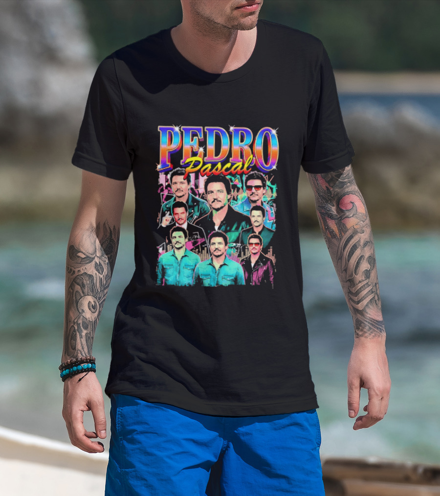 Pedro Pascal Multicolored Collage Actor T-Shirt