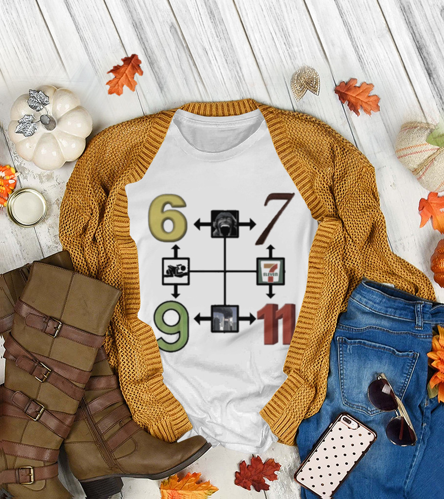 Six Seven Nine Eleven Numbers With Arrows T-Shirt