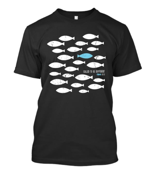 Chosen Christian Faith Called To Be Different Blue Fish Pattern Mental Health T-Shirt