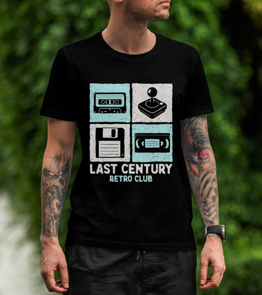 Last Century Retro Club Cassette Tape Joystick Floppy Disk Video Tape T-Shirt