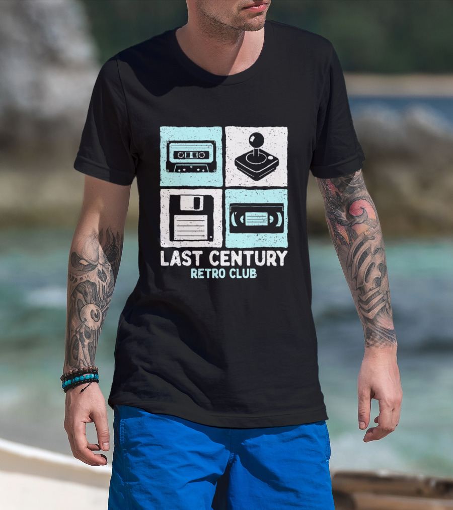Last Century Retro Club Cassette Tape Joystick Floppy Disk Video Tape T-Shirt