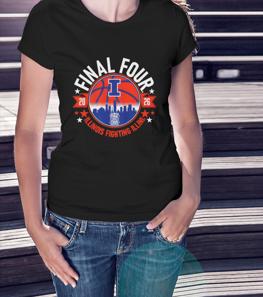 Illinois Fighting Illini 2026 Final Four Basketball Skyline T-Shirt