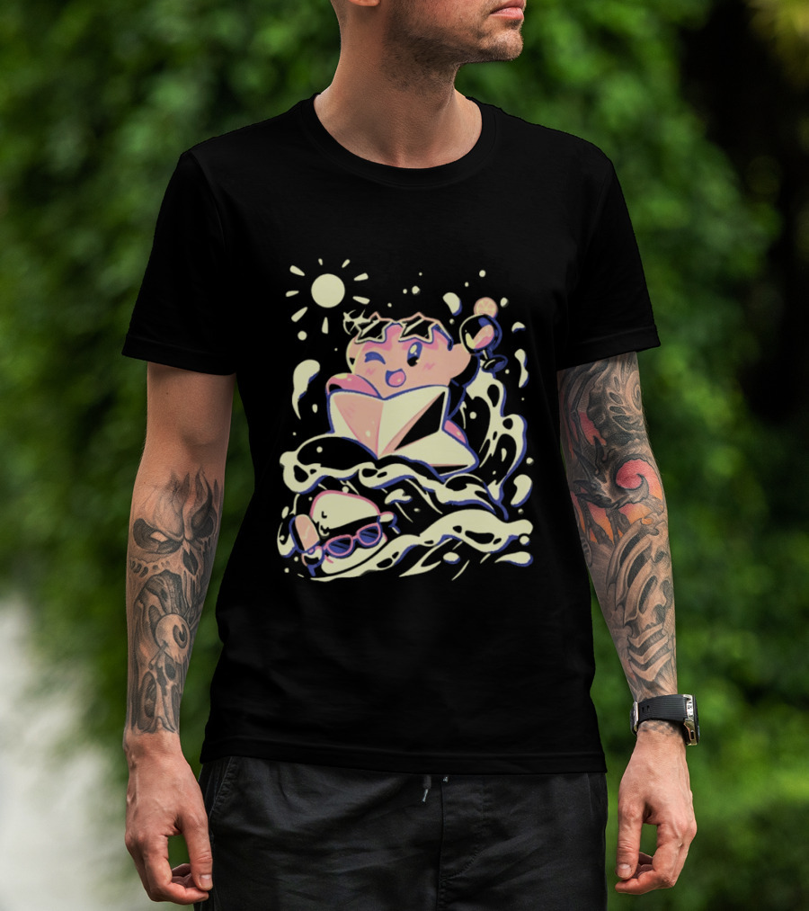 Kirby Ride The Wave Star Sunglasses And Surf Adventure T-Shirt