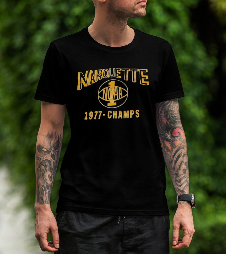 Marquette NCAA 1977 Champs Warriors 1 Basketball T-Shirt