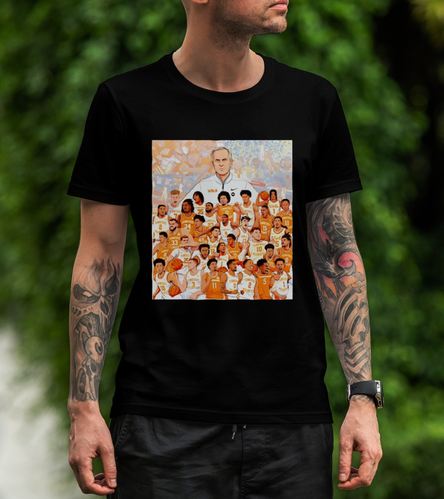 Tennessee Volunteers Basketball Team Illustration Coach Vols Players T-Shirt
