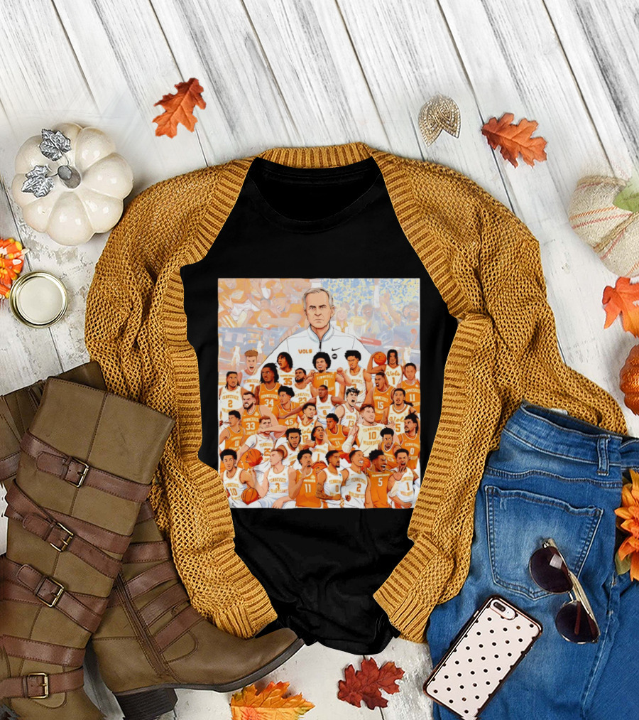 Tennessee Volunteers Basketball Team Illustration Coach Vols Players T-Shirt