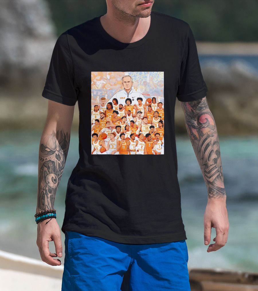 Tennessee Volunteers Basketball Team Illustration Coach Vols Players T-Shirt