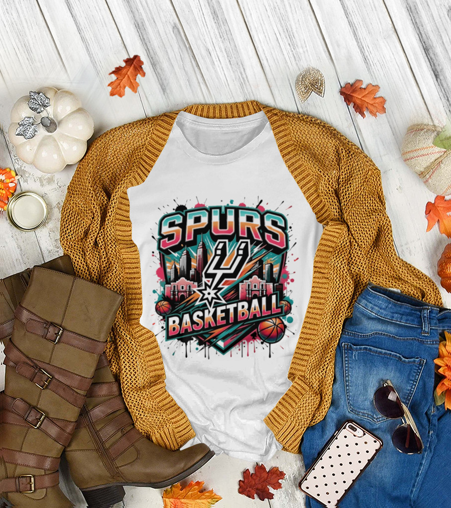 San Antonio Spurs Fiesta Skyline Basketball T-Shirt