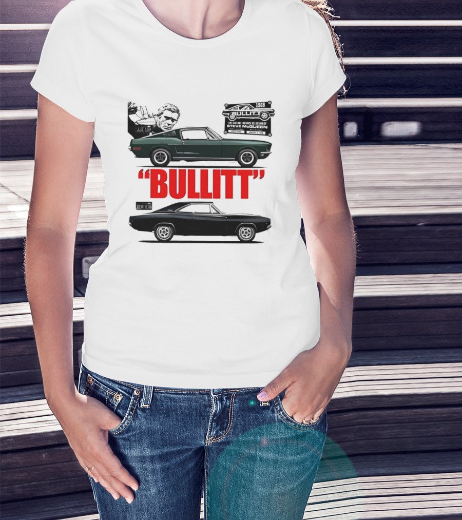 Bullitt 1968 Frank Bullitt Ford Mustang GT Green Highland Dodge Charger T-Shirt