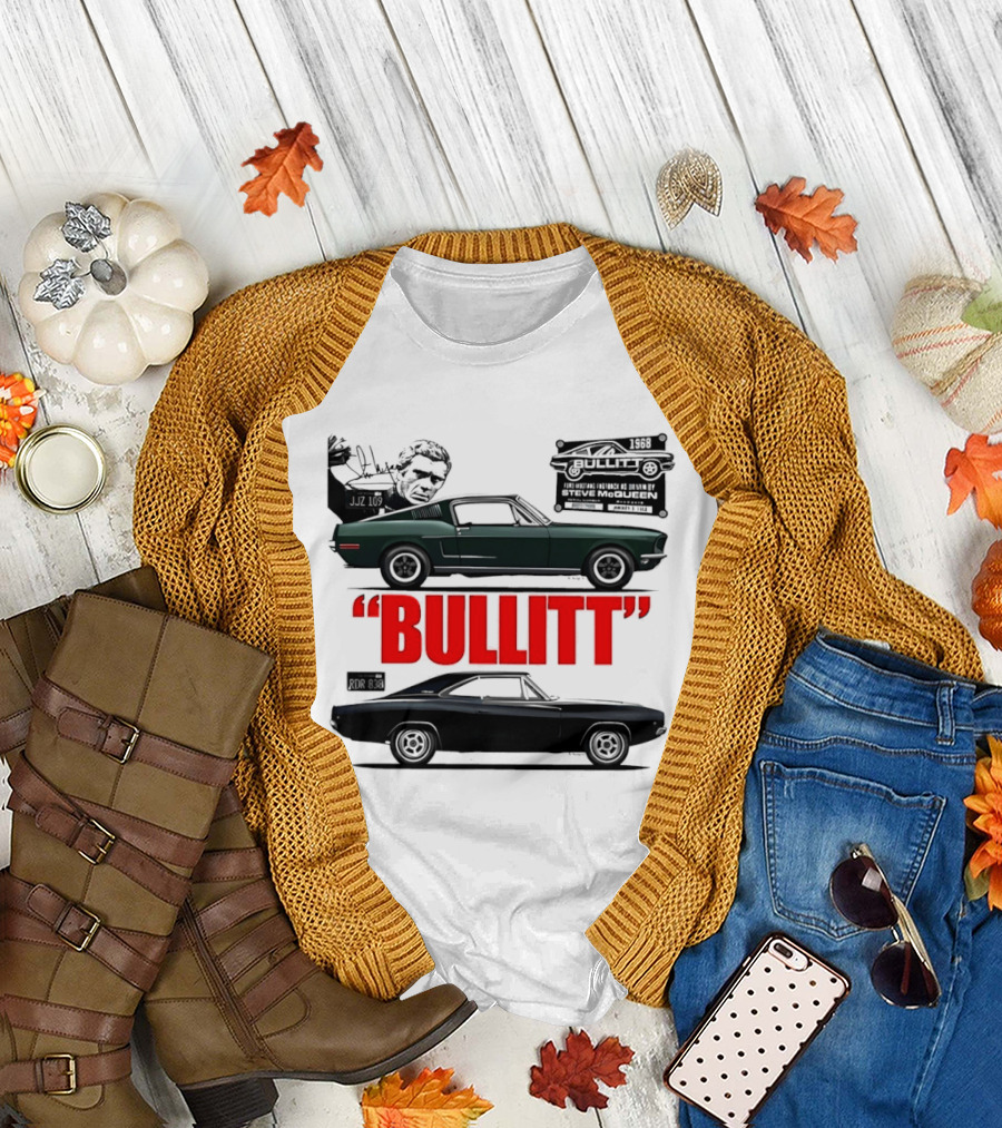 Bullitt 1968 Frank Bullitt Ford Mustang GT Green Highland Dodge Charger T-Shirt