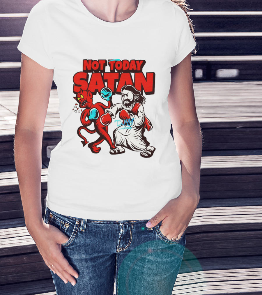 Not Today Satan God Versus Devil Boxing Match T-Shirt