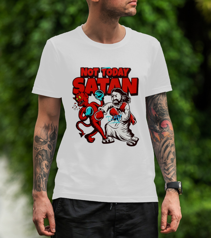 Not Today Satan God Versus Devil Boxing Match T-Shirt