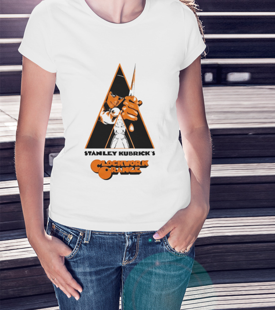 Work Orange Stanley Kubrick Iconic Image With Knife And Triangle T-Shirt