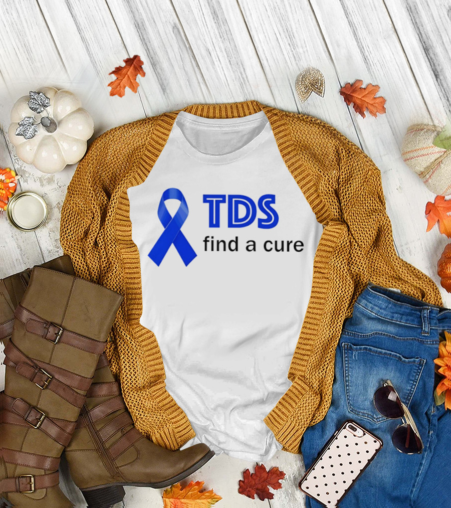 TDS Find a Cure Blue Ribbon Awareness T-Shirt