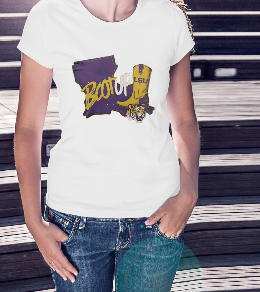 Welcome Home Coach Will Wade Boot Up LSU Tigers Louisiana Map And Boot With LSU Logo And Tiger Head T-Shirt